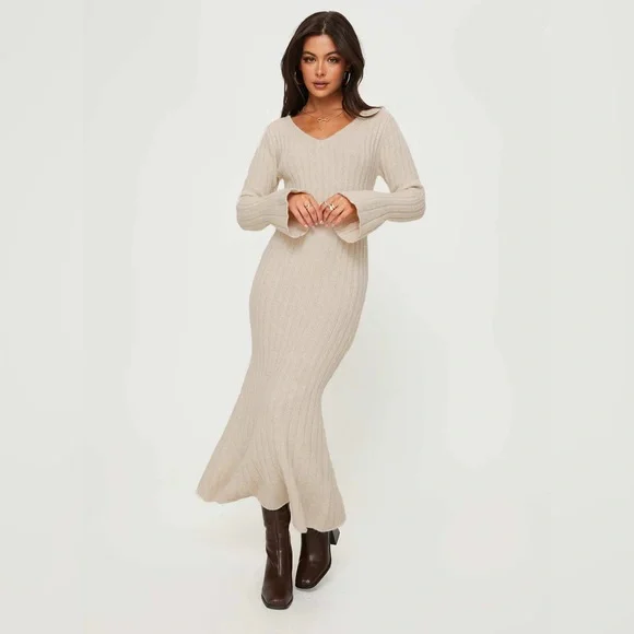 princess polly long sleeve maxi dress Gyselle Long Sleeve Maxi Dress Brown